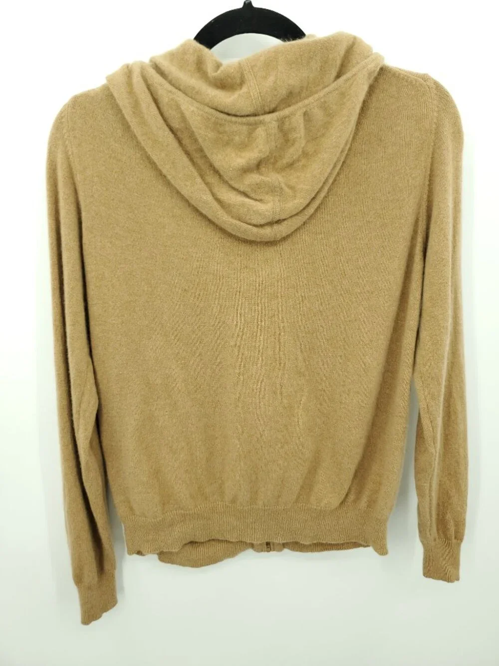 VTG Valerie Stevens Camel Brown 100% Cashmere Zip Hoodie Sweater Size L